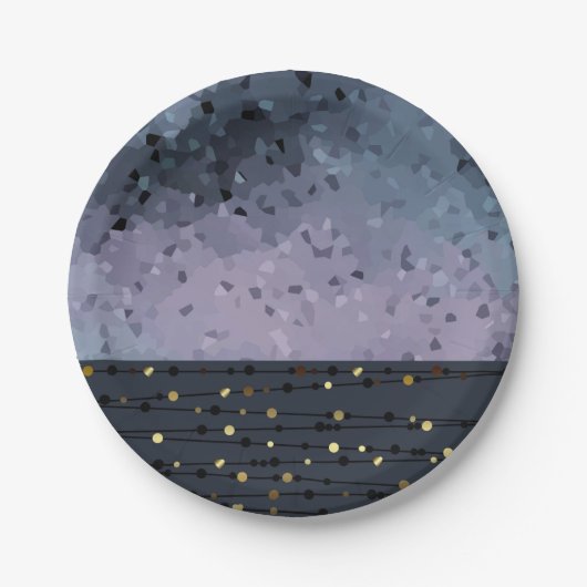 ブルーパープル、抽象化 ペーパープレート (正面)