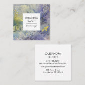 ブルーパープル&金ゴールドマーリング抽象芸術リキッドアート スクエア名刺 (正面/裏面)