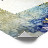 ブルーパープル&金ゴールドマーリーアルコールインクDIY ポスター (角)