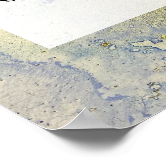 ブルーパープル&金ゴールド抽象芸術アルコールインクDIY ポスター (角)