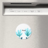 ブルーパープルtフローラ水彩追加ネーム文字thro マグネット (インサイチュ (食洗機))