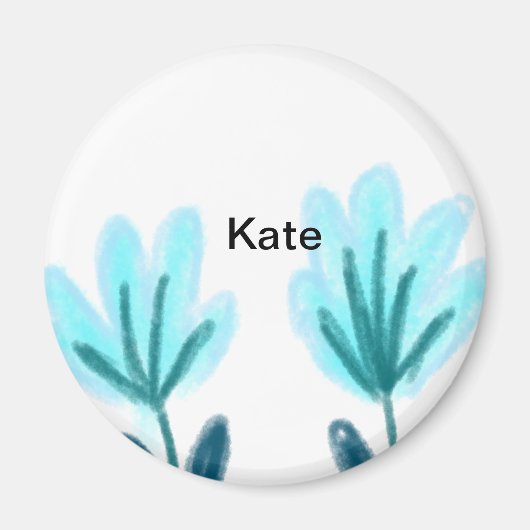 ブルーパープルtフローラ水彩追加ネーム文字thro マグネット (正面)