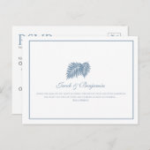 ブルーパームウェディングRSVPポストカード ポストカード (正面/裏面)