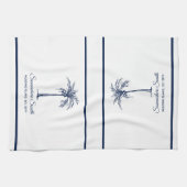 ブルーパームエレガントツリーパーソナライズされた キッチンタオル (横)