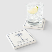 ブルーパームエレガントツリーパーソナライズされた ストーンコースター (横)