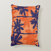 ブルーパームシルエット、オレンジ色の背景 アクセントクッション (裏面(縦))