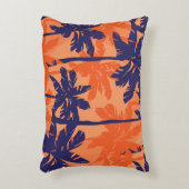 ブルーパームシルエット、オレンジ色の背景 アクセントクッション (正面(垂直))
