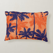 ブルーパームシルエット、オレンジ色の背景 アクセントクッション (裏面)