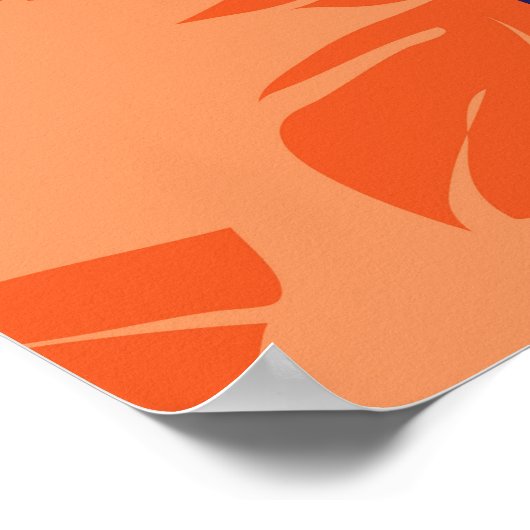 ブルーパームシルエット、オレンジ色の背景 ポスター (角)