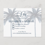 ブルーパームツリーエレガントウェディングRSVP ポストカード (正面)
