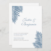 ブルーパームトロピカル結婚式招待状5 X 7 招待状 (正面/裏面)