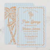ブルーパーム春パステルビーチバースデーパーティー 招待状 (正面/裏面)