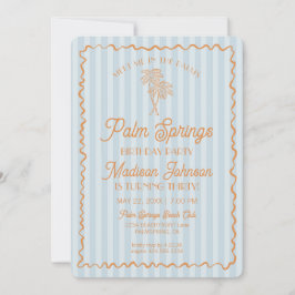 ブルーパーム春パステルビーチバースデーパーティー 招待状