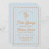 ブルーパーム春パステルビーチバースデーパーティー 招待状 (正面/裏面)