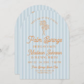 ブルーパーム春パステルビーチバースデーパーティー 招待状 (正面/裏面)