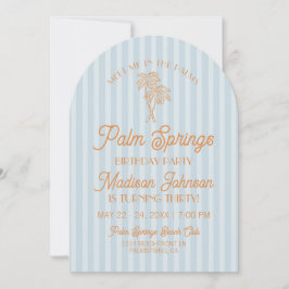 ブルーパーム春パステルビーチバースデーパーティー 招待状