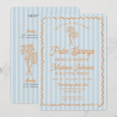 ブルーパーム春パステルビーチ誕生日ウィークエンド 招待状 (正面/裏面)