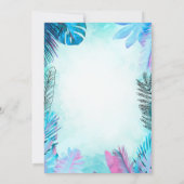 ブルーパーム離れズピンクフラミンゴサマー誕生日 招待状 (裏面)