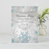 ブルーパールクリスタルスノーフレーククリスマスパーティー 招待状 (スタンド正面)