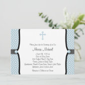 ブルーパールクロスブラックブルー《キリスト教》洗礼式や命名式 招待状 (スタンド正面)