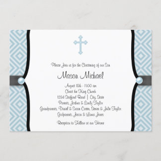 ブルーパールクロスブラックブルー《キリスト教》洗礼式や命名式 招待状