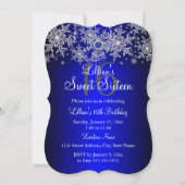 ブルーパールシルバースノーフレークスウィート16 招待状 (正面)
