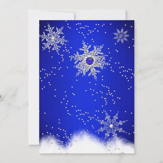 ブルーパールスノーフレーククリスマスホリデーパーティー 招待状 (裏面)