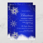 ブルーパールスノーフレーククリスマスホリデーパーティー 招待状 (正面/裏面)