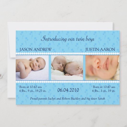 ブルーパールツインズ発表 案内状 (正面)