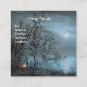 ブルーパール紙のロマンチックなノクターランドスケープ スクエア名刺 (正面)