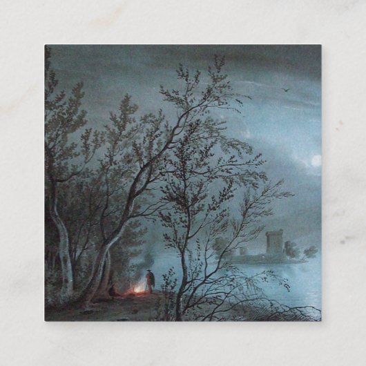 ブルーパール紙のロマンチックなノクターランドスケープ スクエア名刺 (裏面)