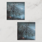 ブルーパール紙のロマンチックなノクターランドスケープ スクエア名刺 (正面/裏面)