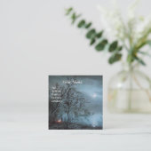 ブルーパール紙のロマンチックなノクターランドスケープ スクエア名刺 (スタンド正面)