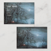 ブルーパール紙のロマンチックなノクターランドスケープ 名刺 (正面/裏面)