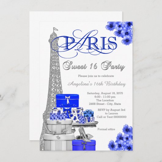 ブルーパ王室のリスウィート16パーティー 招待状 (正面/裏面)