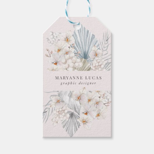 ブルーヒッピー柄フラワー ギフトタグ (正面)