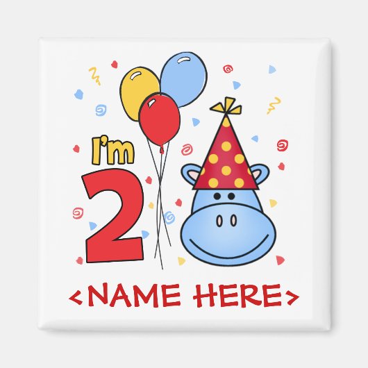 ブルーヒッポ顔2nd Birthday マグネット (正面)