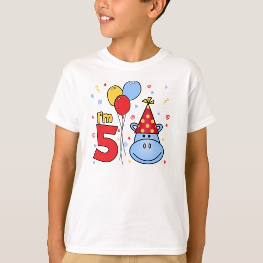 ブルーヒッポ顔5th誕生日 tシャツ (正面)