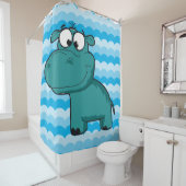 ブルーヒポタムスヒッポ動物動物園サファリ シャワーカーテン (インサイチュ)
