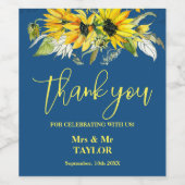 ブルーヒマワリ結婚のワインラベル ワインラベル (シングルラベル)