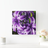 ブルーヒヤシンスI春フローラ スクエア壁時計 (ホーム)