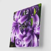 ブルーヒヤシンスI春フローラ スクエア壁時計 (傾斜)
