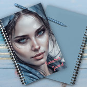 ブルーヒュースの女性の水彩ポートレート ノートブック