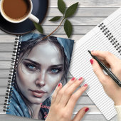 ブルーヒュースの女性の水彩ポートレート ノートブック