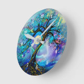 ブルーヒュースの木 ラウンド壁時計 (傾斜)