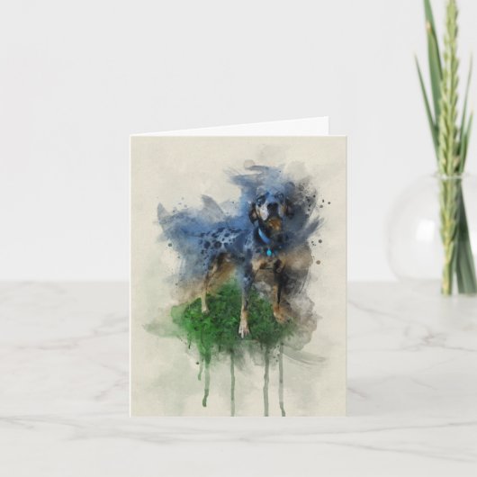 ブルーヒョウのカタウラドッグインウォーター色カード サンキューカード (正面)