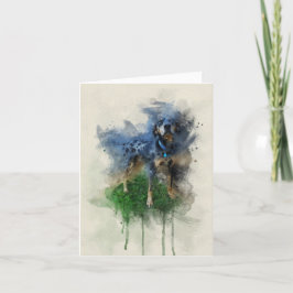 ブルーヒョウのカタウラドッグインウォーター色カード サンキューカード