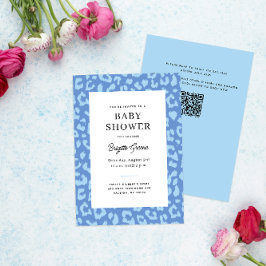 ブルーヒョウアニマルプリントベビーシャワー 招待状