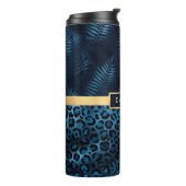 ブルーヒョウ印刷きらめく熱帯フローラ名 タンブラー (回転左)