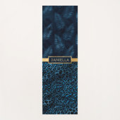 ブルーヒョウ印刷きらめく熱帯フローラ名 ヨガマット (正面)